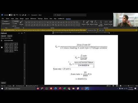 Specific Capacitance from Cyclic Voltammetry CV | Supercapacitor Calculations