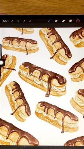 how to draw an easy eclair on procreate digital watercolor #procreate #watercolor #draw #art #shorts