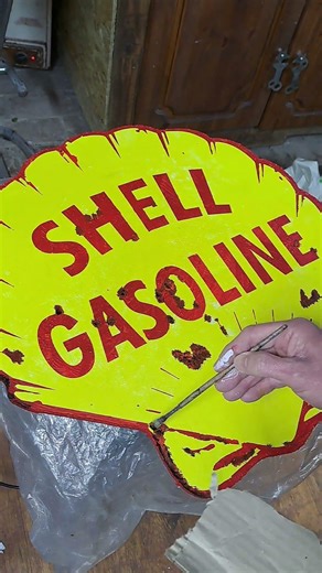 Adding Rust #shorts #mancave #paint #signs #diy #vintage #handmade #garagemakeover #cars #shedlife