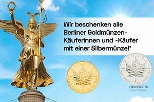 Anzeige | Die Gold-Else als Wahrzeichen unserer Stadt schenkt uns nicht nur goldene Momente, sondern erinnert uns an Wert und Schönheit dieses einzigartigen Edelmetalls. Und das Beste: Auch ihr könnt euch goldene Werte nach Hause holen, denn die Reisebank beschenkt euch persönlich mit glänzenden Edelmetallen! Besucht die Reisebank Edelmetall-Filiale in der Schloßstraße 120 bis zum 30. Juni 2024 und erhaltet beim Kauf einer Goldmünze (1 Unze) das passende Pendant in Silber (1 Unze) als glänzendes