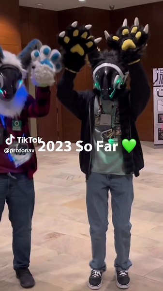 Thank you to everyone who has made 2023 amazing so far 💚 Sorry Ive been dead, I got super busy and have been on my feet non-stop #protogen #protogenfursuit #furry #furryfandom #furrytiktok #สโลว์สมูท #สปีดสโลว์