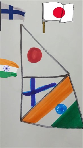 India ❤ Japan ❤ Finland flag drawing #trending #shorts #youtubeshorts