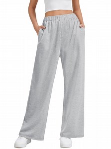 SWQZVT Women's Wide Leg Sweatpants, High Waisted Straight Leg Joggers with Pockets, Casual Drawstring Elastic Waist Lounge Pants