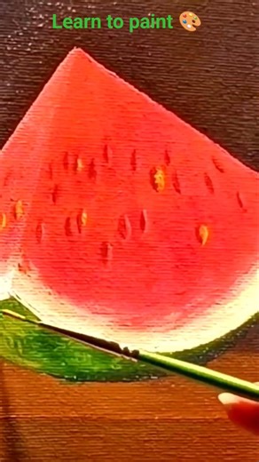 Learn to paint in one week with time-lapse, paint watermelon, it's easy #art #watermelon #myart