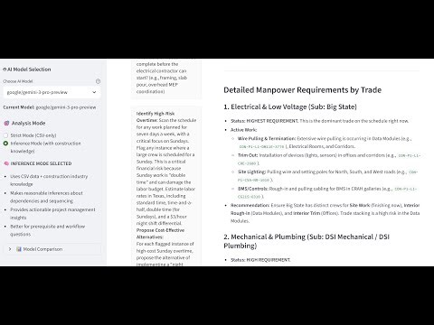 Construction Schedule Analysis with AI