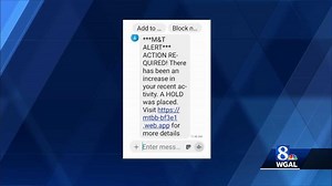 Text appearing to be fraud alert from bank could be a scammer