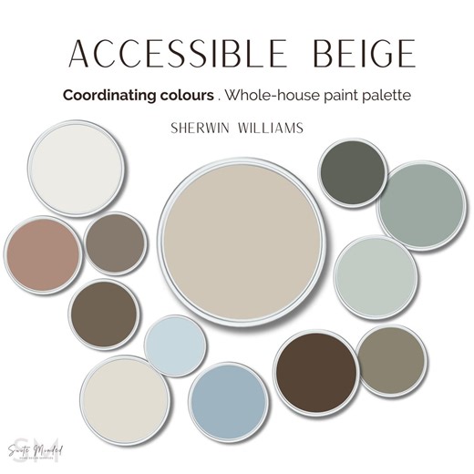Accessible Beige Sherwin-williams - 12 Coordinating Colors - Whole House Paint Palette - Interior Color Scheme - Walls, Accent & Trim Colors - Etsy