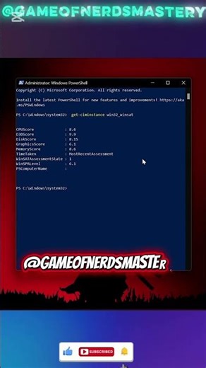 Must know PCTips.Hidden Powershell rates your PC's power. Press Win+S, type Powershell, RUN as Admin