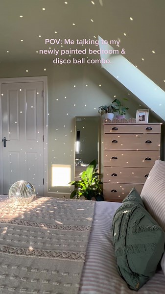 Colorful Home Decor: Disco Ball & Green Bedroom Makeover