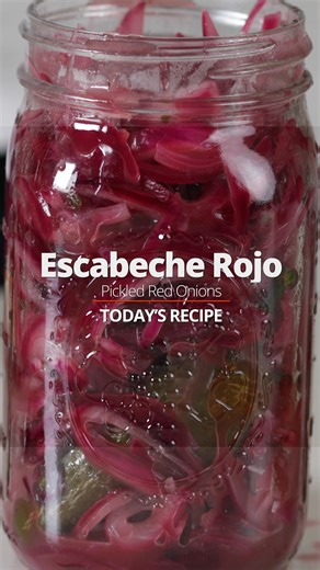 1.8K views · 47 reactions | Recipe: https://keviniscooking.com/escabeche-rojo-pickled-red-onions/ Have you ever pickled your own vegetables? Learn how to pickle red onions with my recipe for flavorful escabeche rojo! Play around with the heat levels by adding jalapeño or habanero peppers, then serve with tacos, burritos, sandwiches, and more! | Kevin Is Cooking | Facebook
