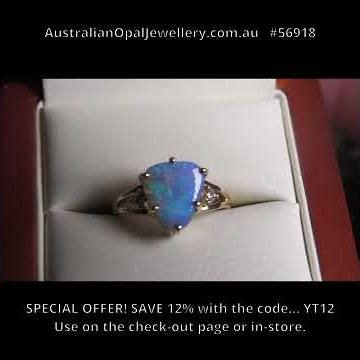 Blue Boulder Opal Ring Set in 10k Yellow Gold with Diamonds ✨