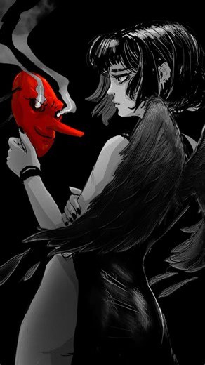 Drawing a Fallen Angel With a Lying Mask (This is Fine)