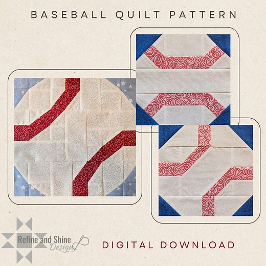 Baseball Quilt Block PDF Pattern - Etsy