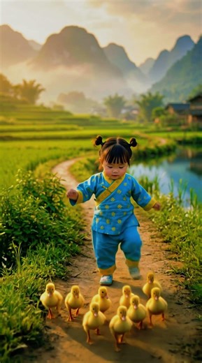 Cute Baby Running After Ducklings 🦆 #babygirl #adventure #shorts