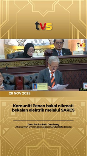 Komuniti Penan di Sarawak bakal menikmati manfaat pelaksanaan Sistem Solar Berasingan (SARES) dengan peruntukan RM46 juta bagi pelaksanaan pelbagai projek bekalan elektrik pada tahun depan. 📱 Strim live di tvsarawak.my atau di aplikasi TVS Inspire, MYTV Mana-Mana, Unifi TV dan Astro GO sekarang! Muat turun di App Store dan Play Store sekarang! #TVS122 #TVSNews #TVSarawak #DUNSarawak | TVS