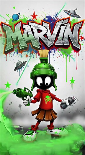 Marvin the Martian and the Green Spray: Graffiti Fan Art #funny #comic