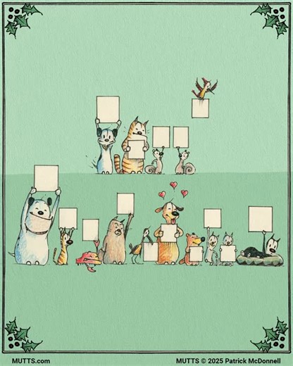 Merry Christmas from all of us at MUTTS! 🎄✨ Wishing you a day filled with love, laughter, and everything that makes your heart happy. | MUTTS