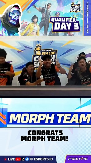 Free Fire Esports Indonesia on Instagram: "Selamat MORPH TEAM berhasil lolos ke babak Finals Qualifier FFSC SEA CUP & menjadi tim Indonesia satu-satunya yang masih bertahan🤗 Yuk, tonton FFCS SEA CUP QUALIFIER DAY 3 Live di YouTube, TikTok, Facebook FF Esports ID SEKARANG🔥 #FreeFire #FFEsportsID #FFCSCUP #EliteCS #ffindobersatu #ffindojuara #Garenaesports4id"