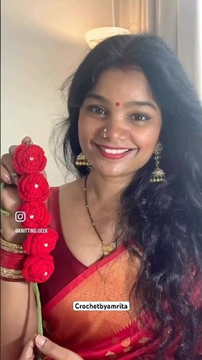 Crochet this rose gajra for yourself ❤️🌹tutorial for absolute beginners