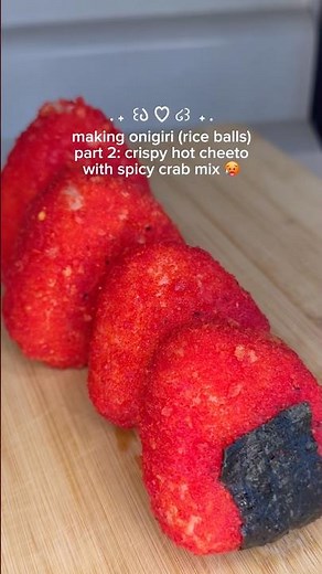 making onigiri (rice balls) part 2: crispy hot cheeto with spicy crab mix 🤯 #shoujokitchen #recipe