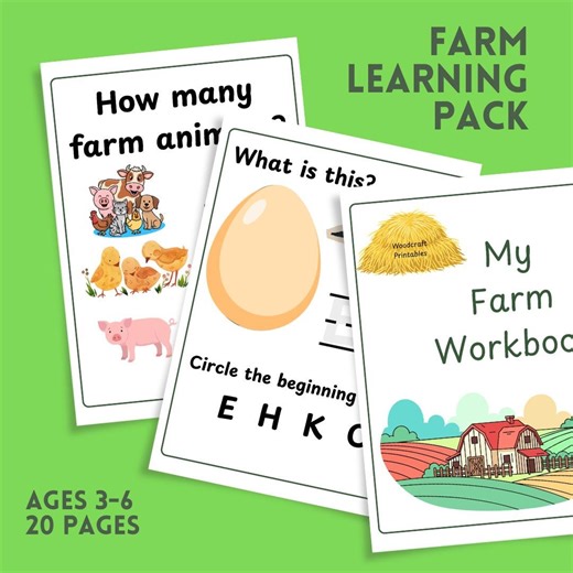 Farm Animal Learning Pack | Preschool Math, Phonics, Tracing Worksheets (digital Download) - Etsy