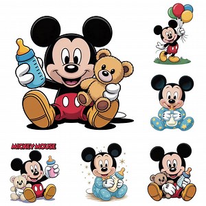 Baby Mickey With Bottle Png, Blue Pajamas Mickey Clipart for Baby Shower Invitations, Nursery Wall Art Digital Download - Etsy