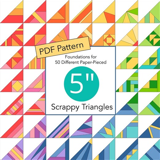 PDF | 5" Scrappy Triangle Quilt Block Foundations | 50 Different Designs Included | Half-square Triangle Quilt Block Pattern - Etsy