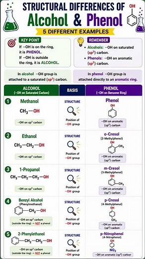🧪 Alcohol or Phenol? looks similar…Can you spot it?#Chemistry #science