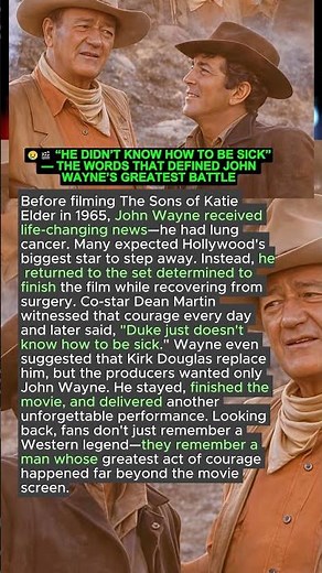 😢🎬 “HE DIDN’T KNOW HOW TO BE SICK” — THE WORDS THAT DEFINED JOHN WAYNE’S GREATEST BATTLE #shorts