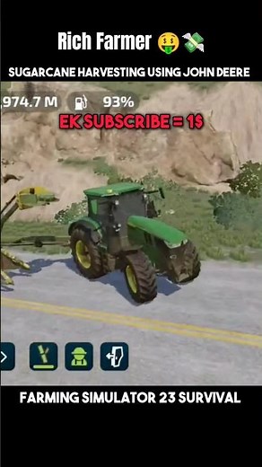 JOHN DEERE TRACTOR For Sugarcane Harvesting 💸#shortsfeed#shorts#shortvideo#fs23#ytshorts#fs#farming