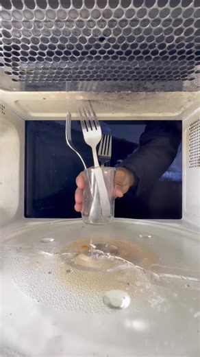 Fork inside microwave new experiment👀 #science #microwave #experiment #asmr #usa
