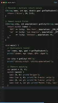 Lesson 29: Records and Pattern Matching — Dart 3! | DART Tutorial #shorts