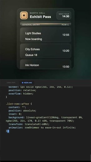 Airport Boarding Board #coding #css #code #shorts