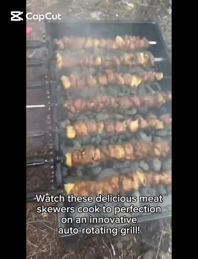 Auto-Rotating Skewers for Perfect Grill! 🍖🔄 #bbqautomation #grilledmeat #kebab #grillingtech #bbq