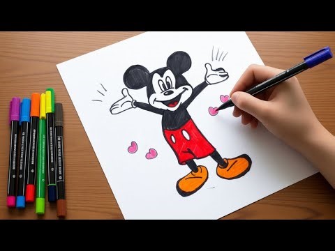 Easy Mickey Mouse Drawing (painting animation character)