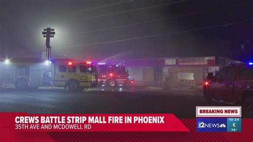 Crews battle fire in west Phoenix strip mall