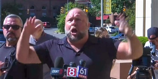 Alex Jones has emotional meltdown with screaming fit outside of Connecticut courthouse