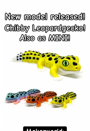 New model released! Chibby Leopardgecko! Also as MINI! Makerworld: insectium3D #3d #3dprinting #leopardgecko #gecko #3dprint