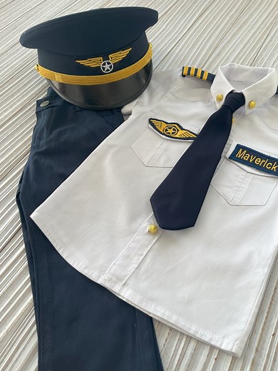 Personalized Airforce Costume*baby Pilot Suit*captain Pilot Hat*toddler Blue Airplane Pilot Outfit*halloween Kids Costume*birthday Outfit* - Etsy