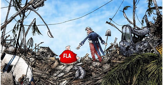 America gives Florida a hand, in Michael Ramirez's latest political cartoon