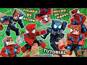 How to make paper figures Spider-Man and Symbiote (BLACK SUIT) Minecraft Movable Papercraft Tutorial