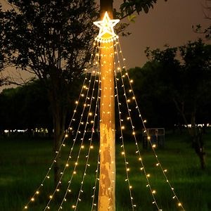 [Hot Item] Christmas Decorations Waterfall LED String Lights Outdoor Courtyard Festival Solar Star Fairy Waterflow String Light