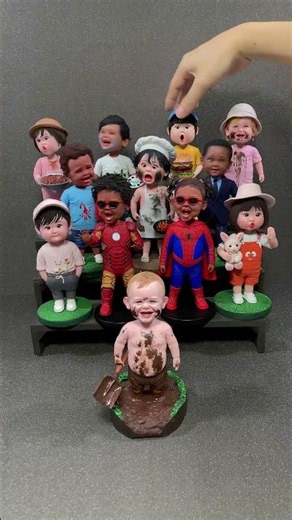 Delightful Handmade Clay Bobbleheads Rocking Softly
