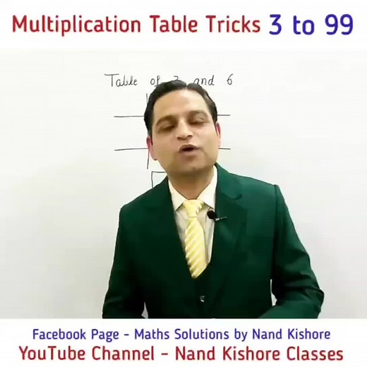 Multiplication Table Tricks - 3 to 99 | Maths Solutions by Nand Kishore