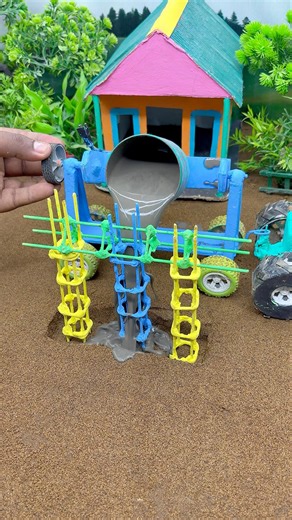 😱 Amazing Mini Tractor Making Cement Pillar | DIY Real Working Construction Machine 🚜 #shorts