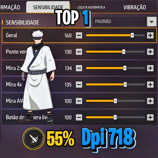 SENSI VIP XITADA 😈 FF X JUJUTSU KAISEN 😈 a MELHOR SENSIBILIDADE COM E SEM DPI PRA SUBIR CAPA