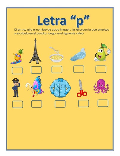 Letra P con video worksheet