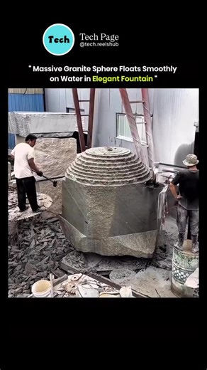 Tech page | In this elegant fountain design, a massive granite sphere appears to float effortlessly on water, spinning smoothly with just a gentle... | Instagram