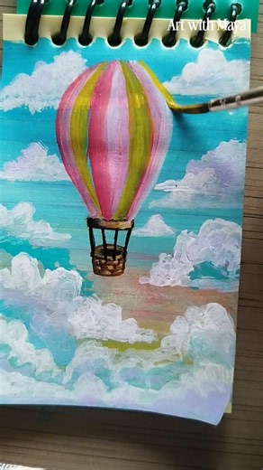 Easy painting for beginners | Hot air balloon painting #aesthetic #acrylicpaintingtechniques