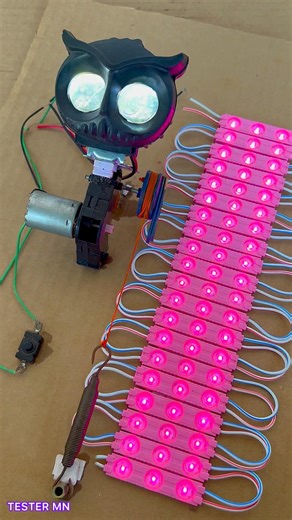 Powering long pink LED strip with high speed motor 💗 #pinkled #powering #techprojects #satisfying